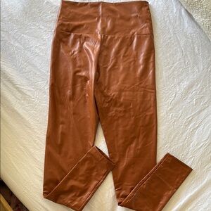 Brown Leggings with Elastic Waistband and Slim Fit